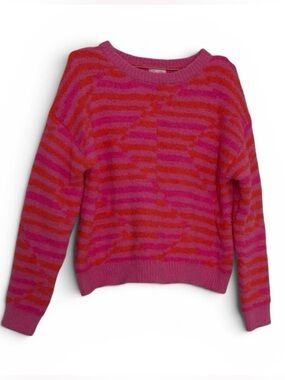 Pink Lilly Orange and Pink Striped Sweater• 
Size Large